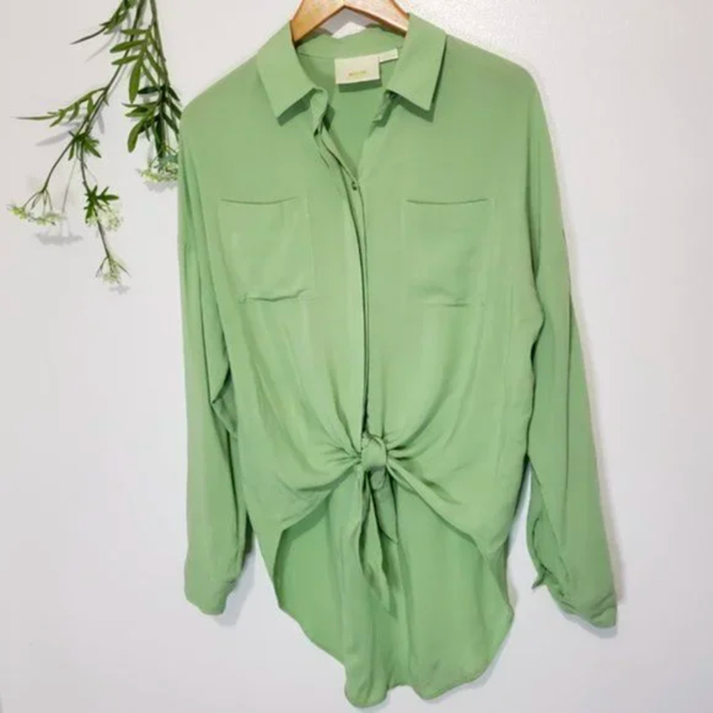 ANTHRO MAEVE sandbridge button down hi-lo tie top S - Picture 3 of 7